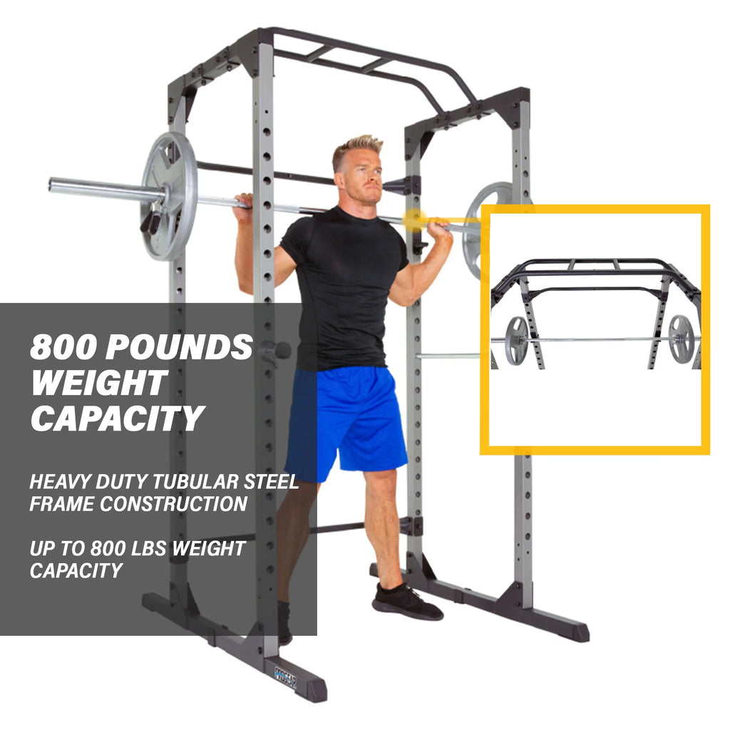 Squat Rack Power Cage with J-Hooks, 800lb Weight Capacity E2508