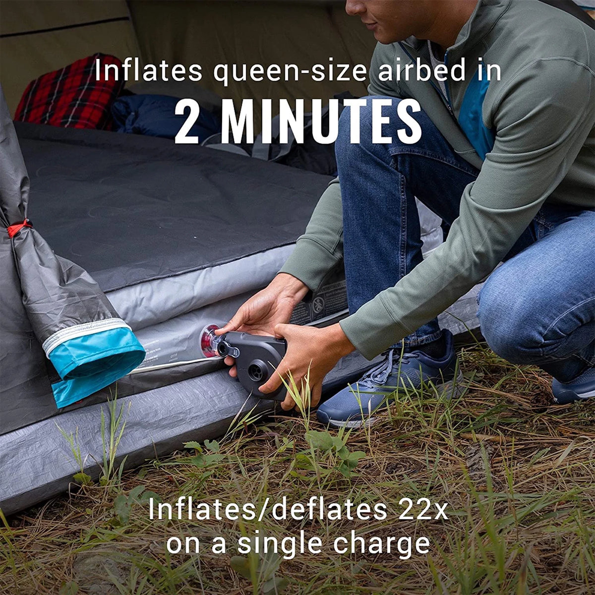 Queen 18" Airbed (3 Pack) with USB Pump H4216