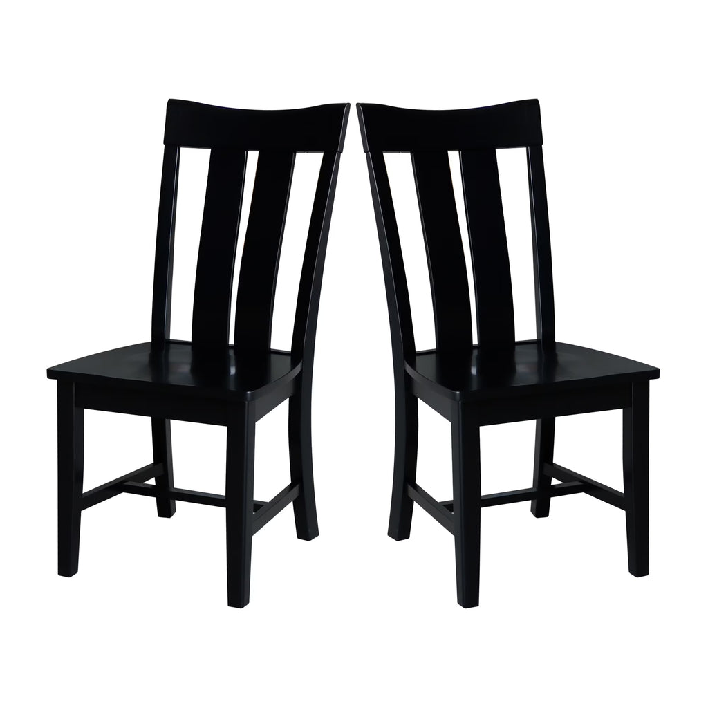 Solid Wood Dining Chairs Set of 2 in Black V994659