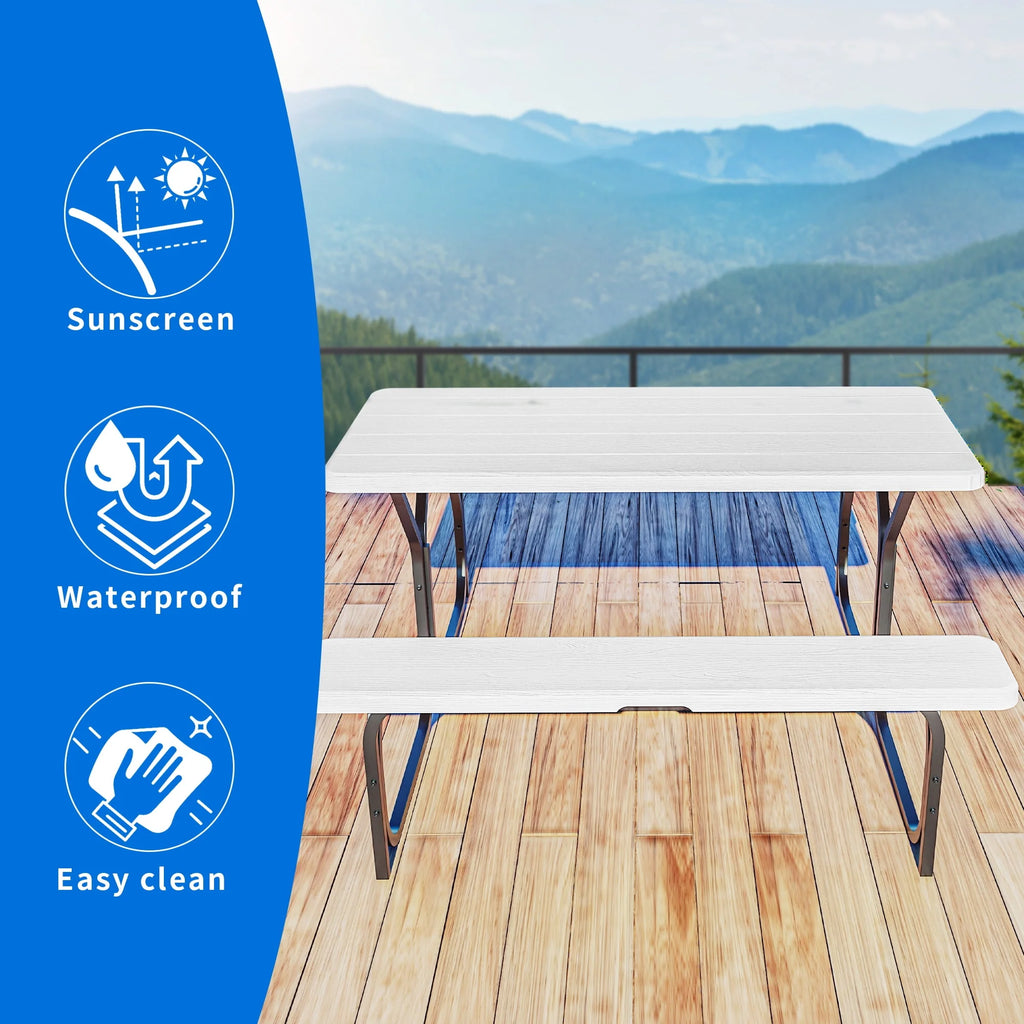 Heavy-Duty Outdoor Picnic Table Set Black A748029