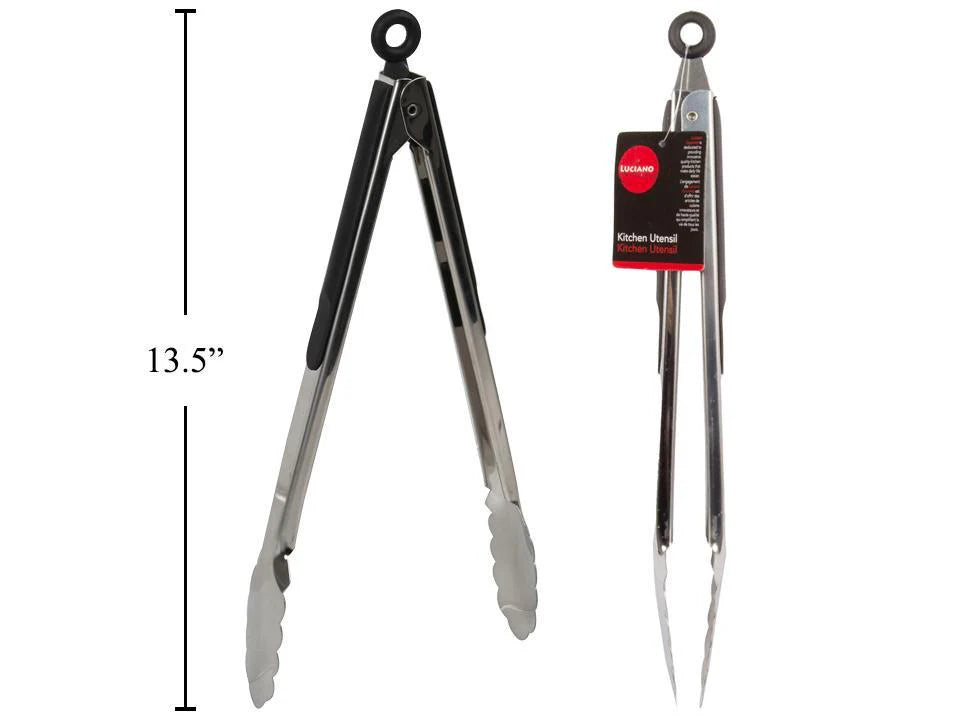 12L Stainless Steel Tongs with Rubber Cushion & Pull-lock R60359