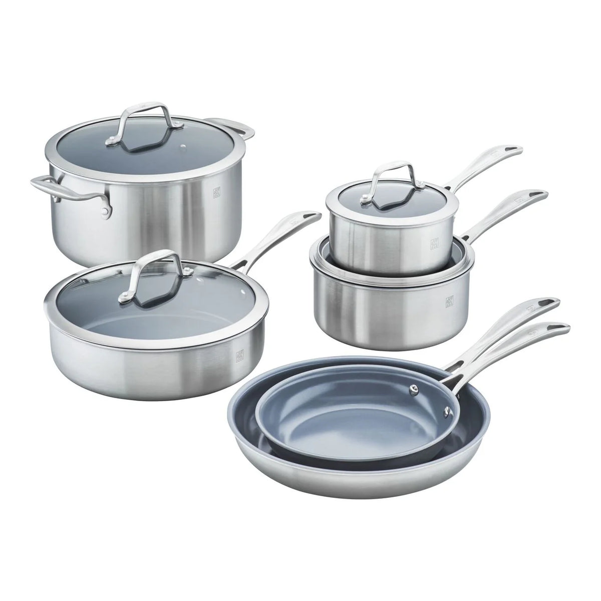 10pc Stainless Steel Ceramic Nonstick Cookware Set C299734